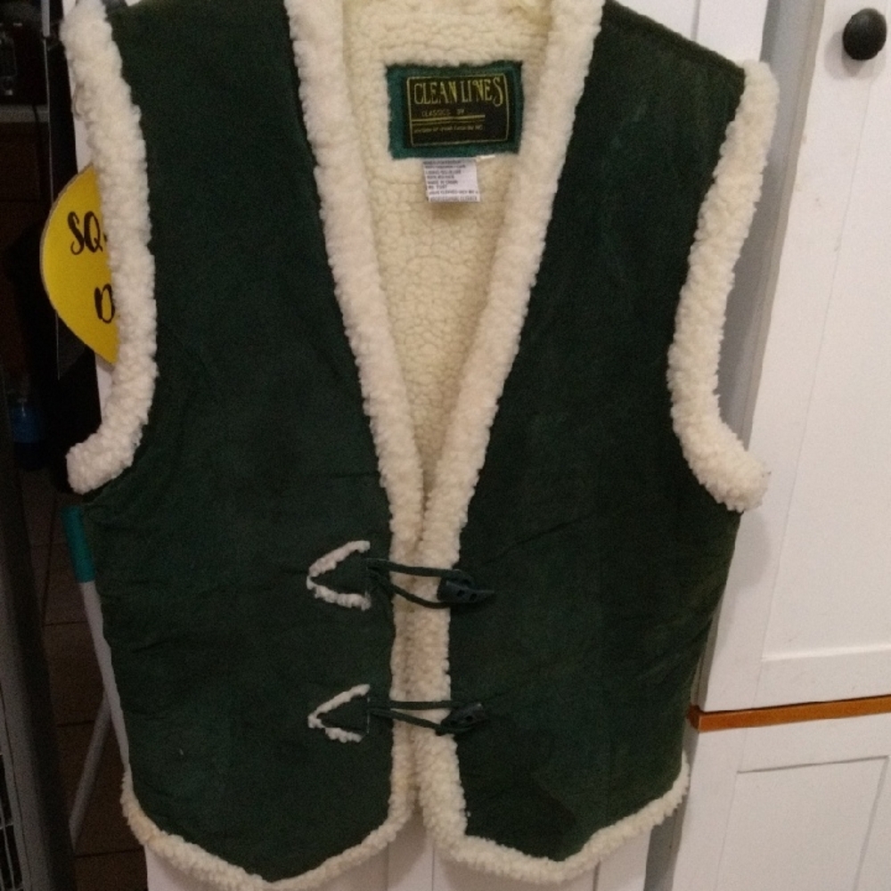 Green Bomber Jacket with Cream Trim